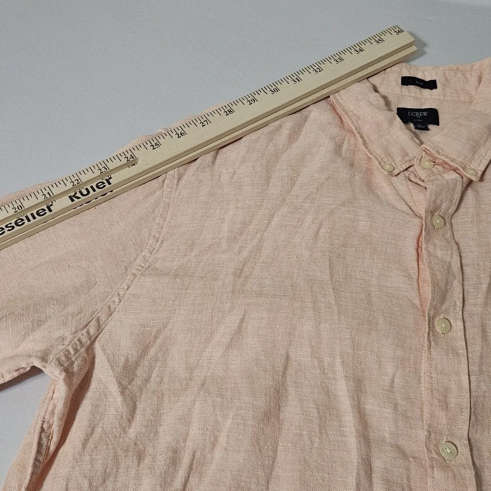 J. Crew Linen Shirt Mens XL Salmon Orange Button Down Long‎ Sleeve Lightweight